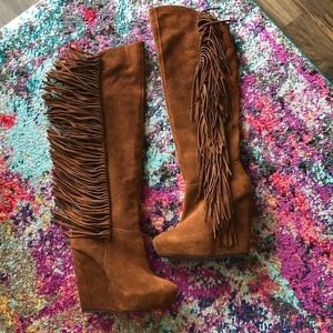 Steve Madden suede fringe over-the-knee boots